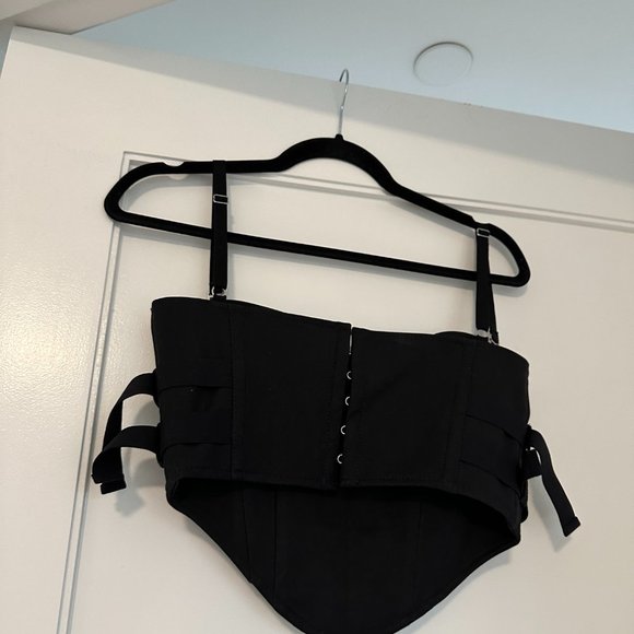 Dion Lee Lace Slider Bustier Corset Cropped Top & Skirt Set Buckle Detail Black - Picture 11 of 16